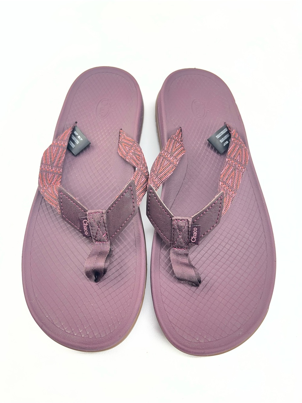 Chaco Womens Low Down Burgundy Flip Flop Comfort Cushion Thong Sandal Size 9